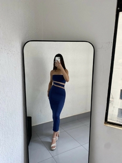 Vestido Tubinho Colado Tomara que Caia Longo com Recorte - comprar online