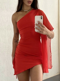 Vestido Curto Colado Tubinho com Fenda e Manga - DeBrasiliaStore