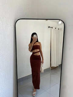 Vestido de Festa Feminino Longo Justo Elegante com Fenda e Recorte - DeBrasiliaStore