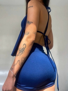 Conjunto Top Curtininha Babado e Saia Colada Curta - comprar online