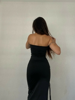 Vestido Longo Colado Tubinho Tomara Que Caia com Fenda na internet