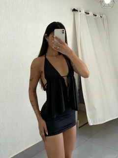 Conjunto Top Curtininha Babado e Saia Colada Curta - comprar online