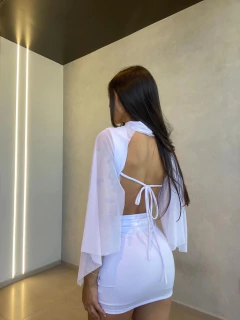 Conjunto Feminino Top e Saia com Tule Manga Longa - comprar online