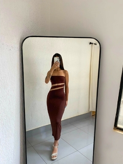 Vestido Tubinho Colado Tomara que Caia Longo com Recorte - loja online