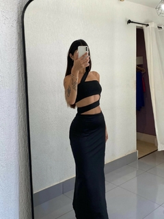 Vestido de Festa Feminino Longo Justo Elegante com Fenda e Recorte - comprar online