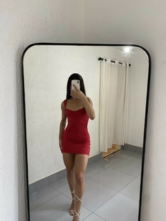 Vestido Curto Tubinho Manga Com Alça
