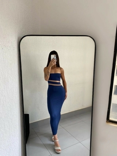 Vestido Tubinho Colado Tomara que Caia Longo com Recorte na internet