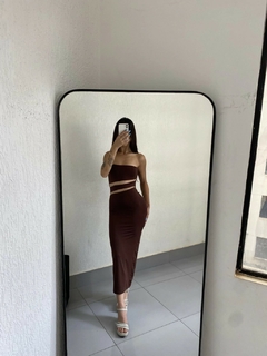 Vestido Tubinho Colado Tomara que Caia Longo com Recorte - DeBrasiliaStore