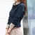 Primavera nova contraste retalhos camisa topos manga longa polo magro all-match blusa elegante moda feminina roupas - LUXE