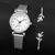2 pçs moda feminina relógio de quartzo banda de malha de aço relógios abertura manguito pulseira conjunto (sem caixa) - LUXE