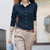 Primavera nova contraste retalhos camisa topos manga longa polo magro all-match blusa elegante moda feminina roupas - comprar online