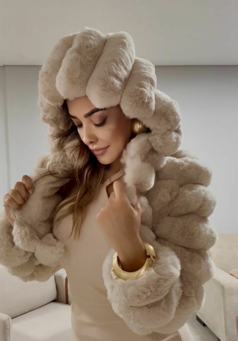 Casaco Inverno Aveludado com Capuz Removível - comprar online