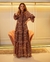 VESTIDO ANIMAL PRINT COM FRANZIDOS CHIFFON COM COMBINACAO - comprar online