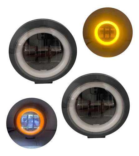 Faro Redondo De 3 Lupas Luz Blanca Y Anillo Ámbar Precio Par