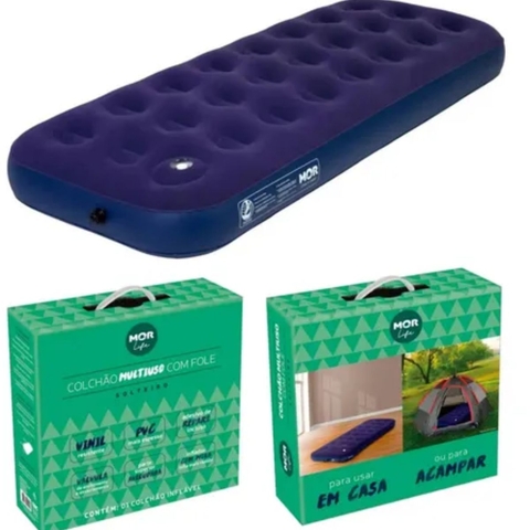 Colchão Inflável Multiuso Camping Acampamento Solteiro Mor