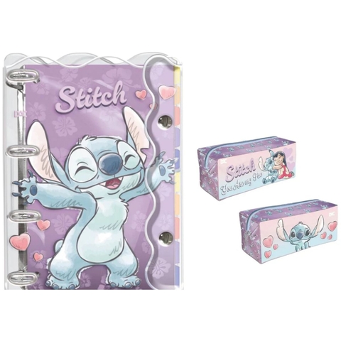 Kit com 1 Caderno Fichario Stitch e um Estojo Stitch Dac