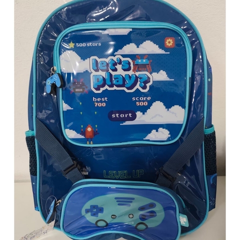 Mochila Escolar de Costas Infantil Kids Gamer Boy com Estojo