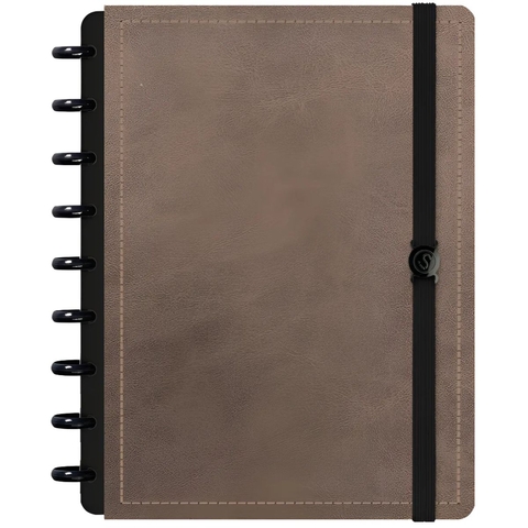 Caderno Colegial em Couro Marrom 190x225mm – 80 Folhas