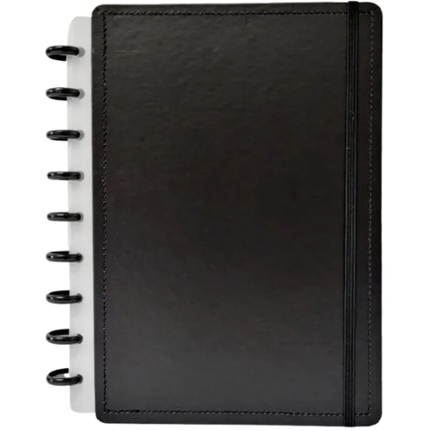 Caderno Colegial em Couro Preto 190x225mm – 80 Folhas
