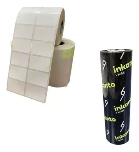 Kit C/3 Rolos Etiqueta 40x25 2 Col Térmica + 1 Ribbon Brinde