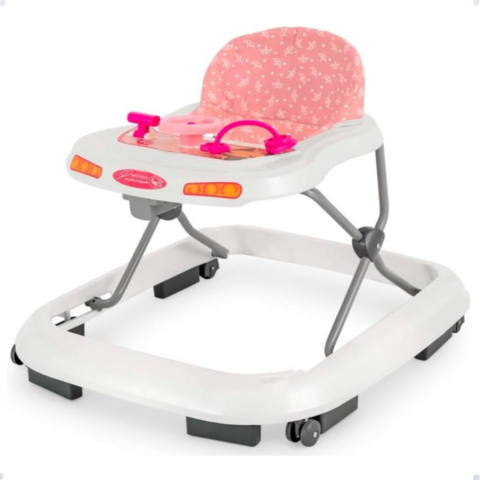 Andador Infantil Bebê Princesa Rosa Coroa Até 12kg