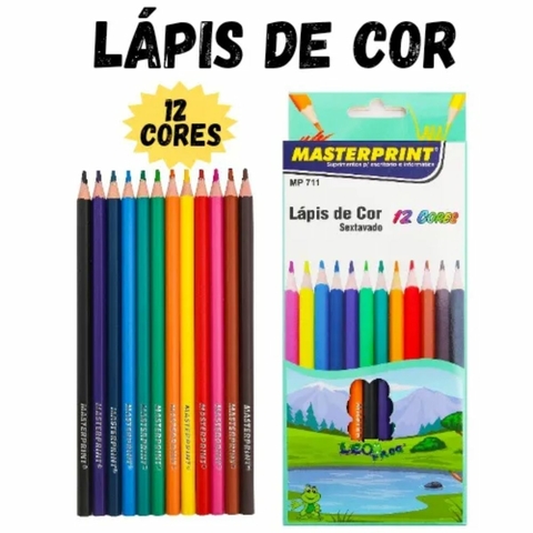 Lápis De Cor - Sextavado - 12 Cores Masterprint Mp 711