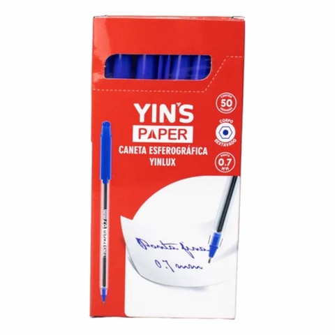 Caneta Esferográfica Ponta Fina 07mm Yinlux Caixa Com 50 Un