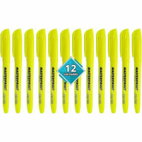 Caneta Marca Texto Amarelo caixa com 12 unidades Masterprint