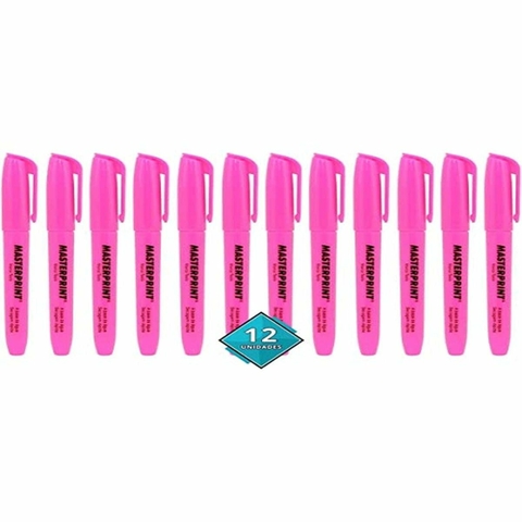 Caneta Marca Texto Rosa caixa com 12 unidades Masterprint