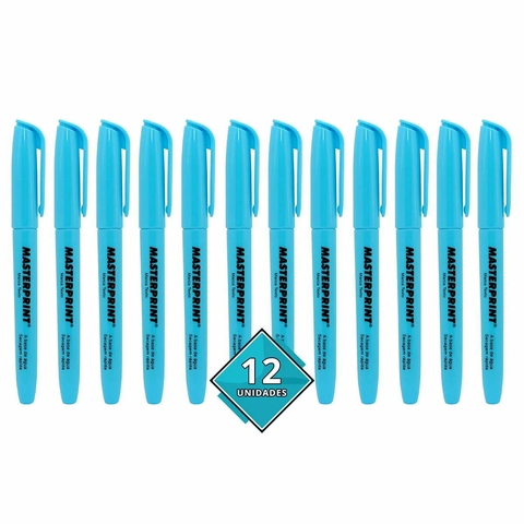 Caneta Marca Texto Azul caixa com 12 unidades Masterprint