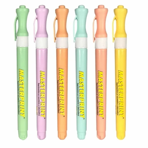 Caneta Marca Texto Pastel Slim kit com 6 cores