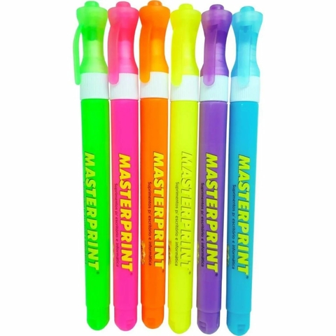Caneta Marca Texto Neon Slim kit com 6 Masterprint