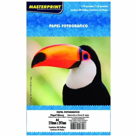 Papel Fotográfico Glossy A4 115g C/50fls Masterprint