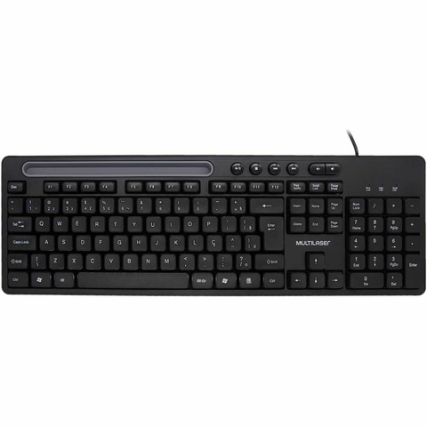 Teclado Multimídia USB com Apoio para Smartphone Preto TC262
