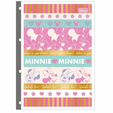 Folha para Fichario 4 furos Minnie 80 folhas Tilibra