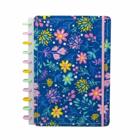 Caderno Universtário Flowers com 11 discos e Elástico