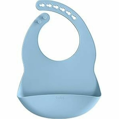 Babador Liso Azul Pega Migalhas Em Silicone 15639 Buba M