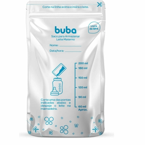 Kit Saco P/ Armazenar Leite Materno 25 Uni 200ml Branco Buba