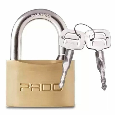 Cadeado 60mm Tetra Pado Em Latão Com 2 Chaves Dourado