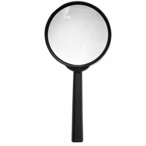 Lupa de mão amplia 3X diâmetro 100mm média vidro preto Yins