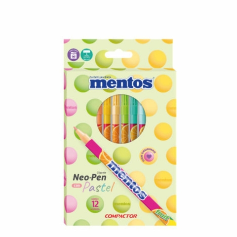 Caneta Hidrocor Mentos com 12 cores Compactor