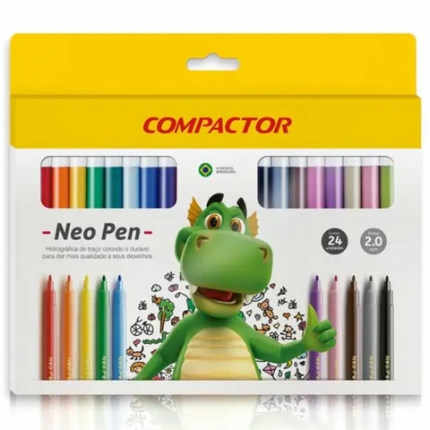 Caneta Hidrocor Neo Pen Gigante Com 24 Cores Compactor