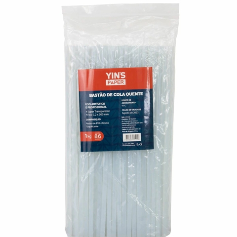 Bastão de cola quente fina 7,5x30cm - pacote com 1 kilo