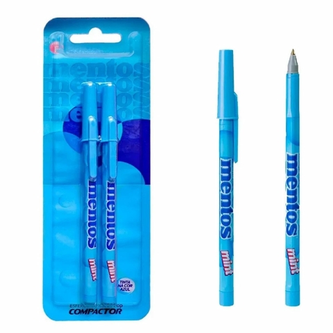 Caneta Esferográfica Pop Mentos Azul 2 Unidades Compactor