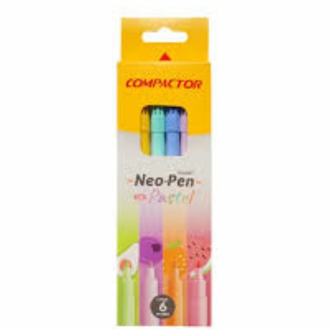 Caneta Hidrográfica Neo Pen Gigante 6 Cores Pastel