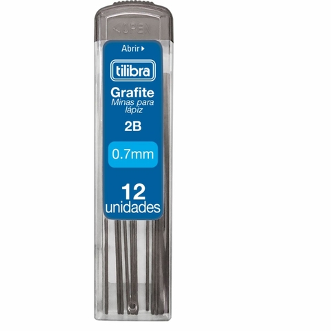Grafite 0.7mm 2B 1 tubo com 12 minas - Tilibra