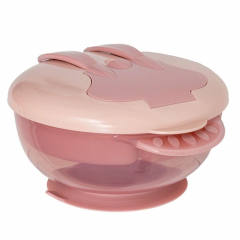 Kit Refeição Infantil Com Compartimento E Talheres Buba Rosa