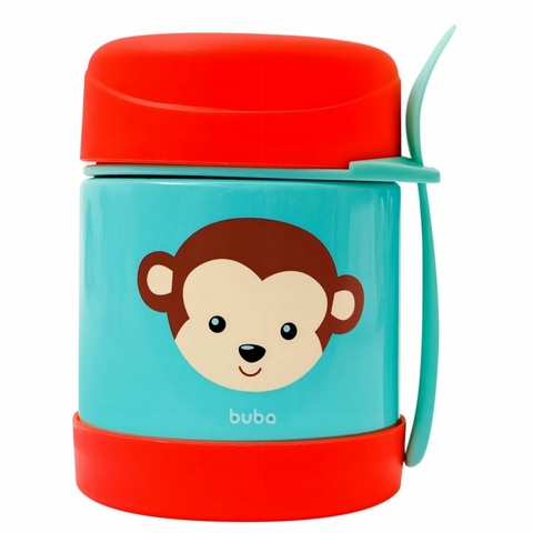Pote Térmico Buba 320ml Bebê Fun Animal Com Talher Macaco