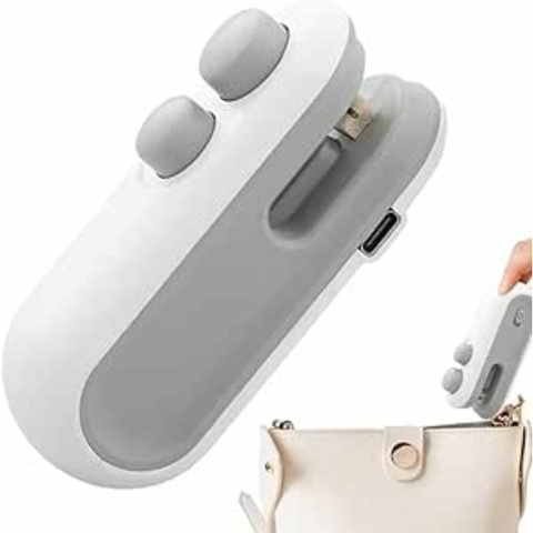 Mini Seladora Portatil Abre e Lacra Embalagens Vacuo USB