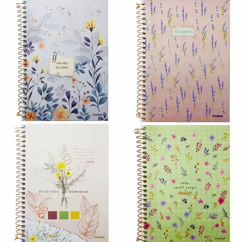 Caderno espiral capa dura 1/4 80 folhas Botanical Credeal